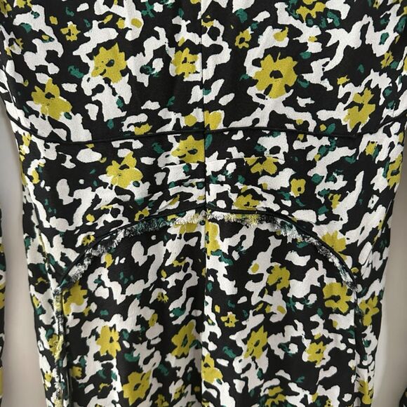 Proenza Schouler Floral Knot Dress Black Yellow Green Side Slits Size 0‎ - Picture 9 of 12